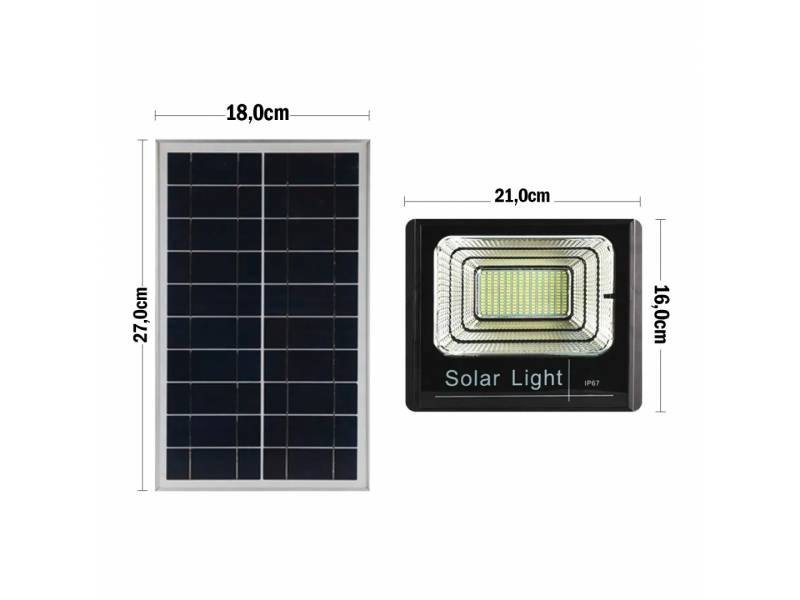 Foco Led 65 W C/ Panel Solar Y Sensor Exterior Jardn